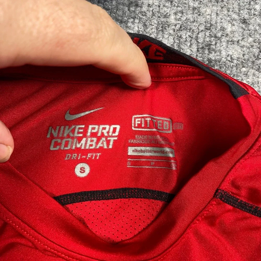 Nike Pro Combat Dri-FIT Kids Short Sleeve Compression Shirt Red 479985-652 S